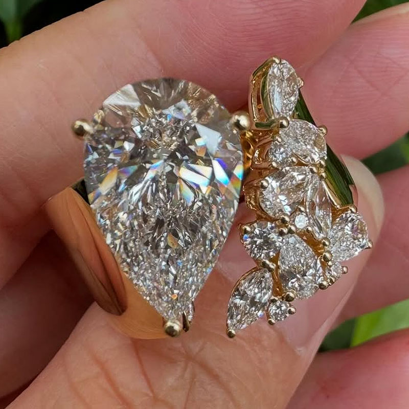 Open Design 5ct Pear Cut White Sapphire Cocktail Ring