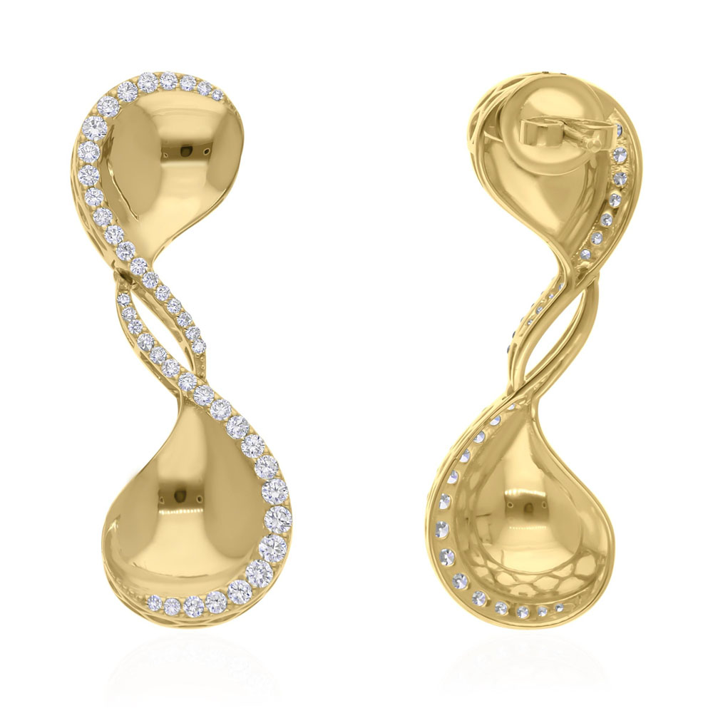 Double Helix Round Cut White Sapphire Dangle Earrings