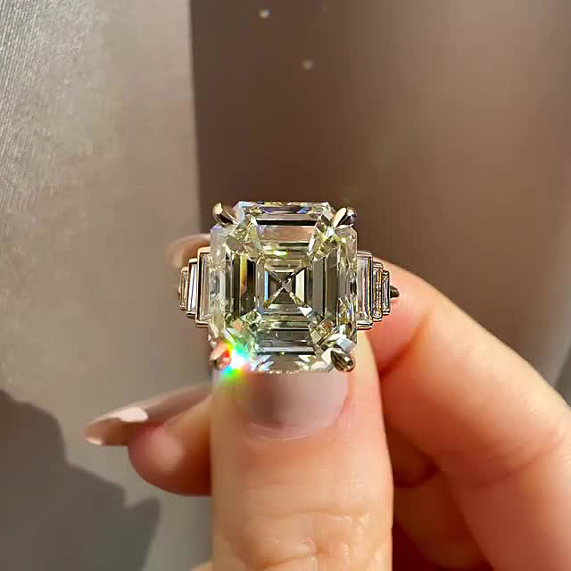 7ct Asscher Cut White Sapphire Engagement Ring
