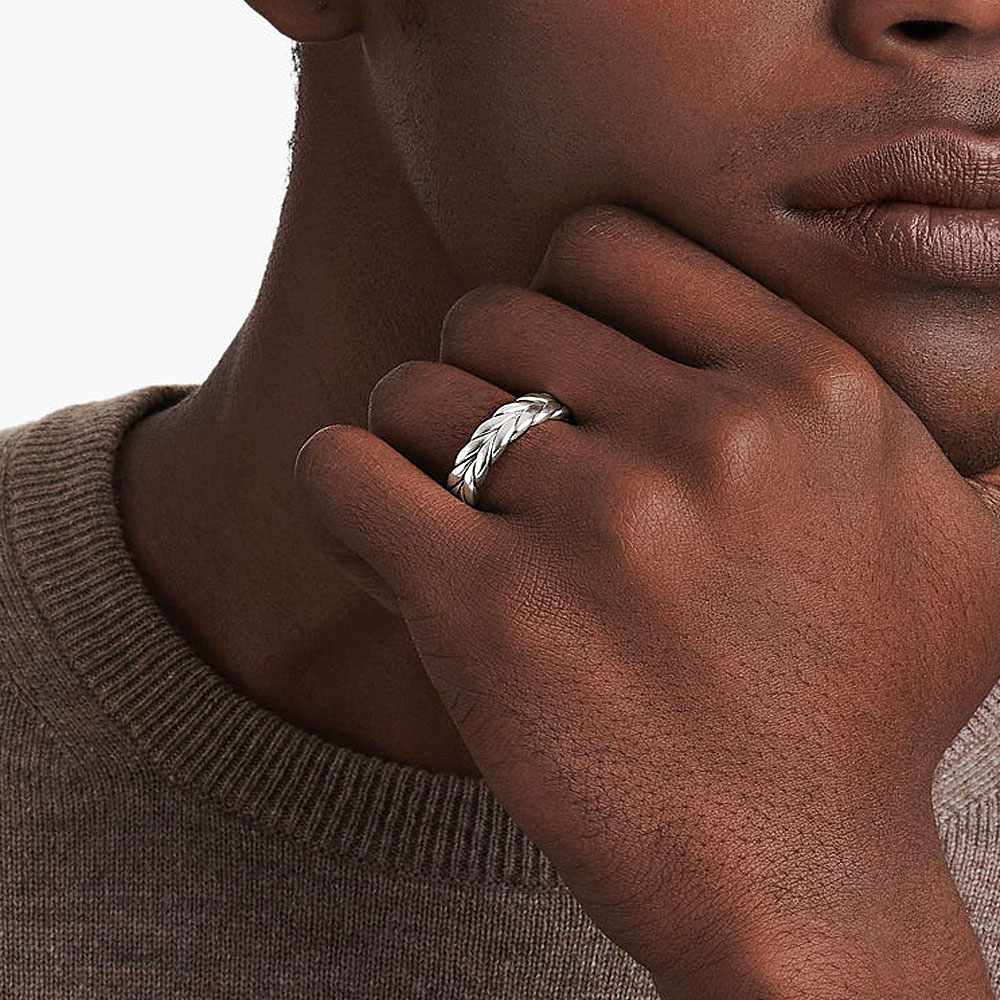 Chevron Sterling Silver Men's Band