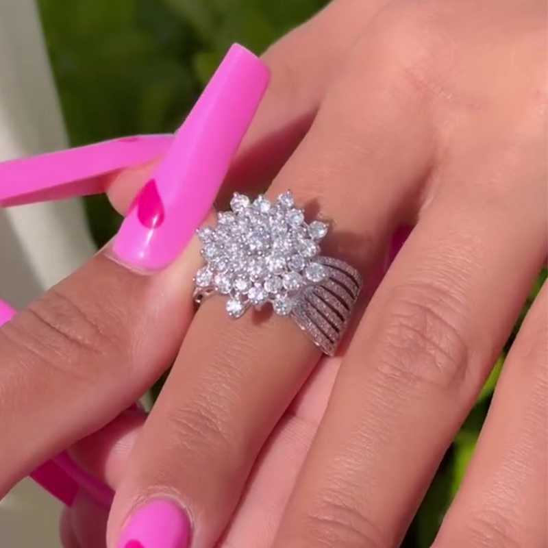 Brilliant 2.88ct Cluster White Sapphire Engagement Ring