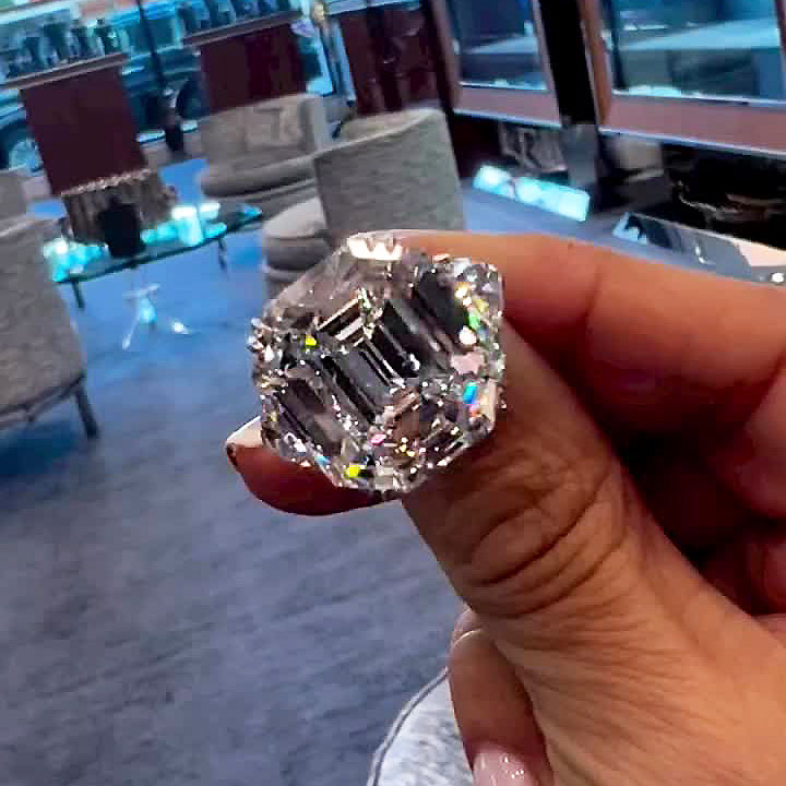 6ct Octagon Cut White Sapphire Engagement Ring