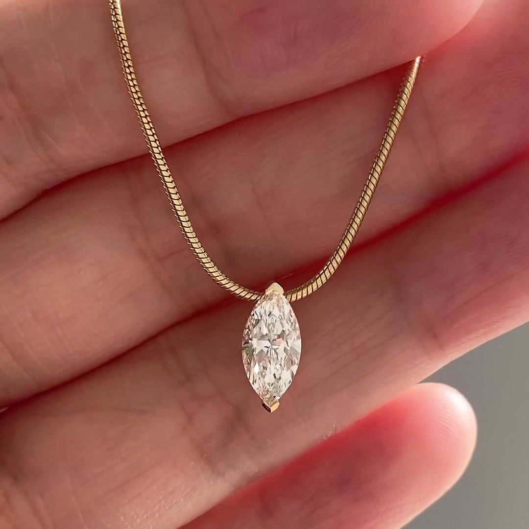 Marquise Cut White Sapphire Water Drop Necklace