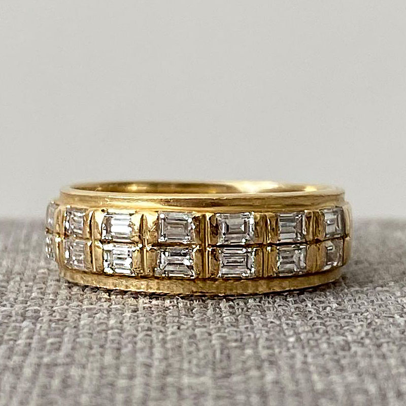 3.5ct Emerald Cut White Sapphire Eternity Ring