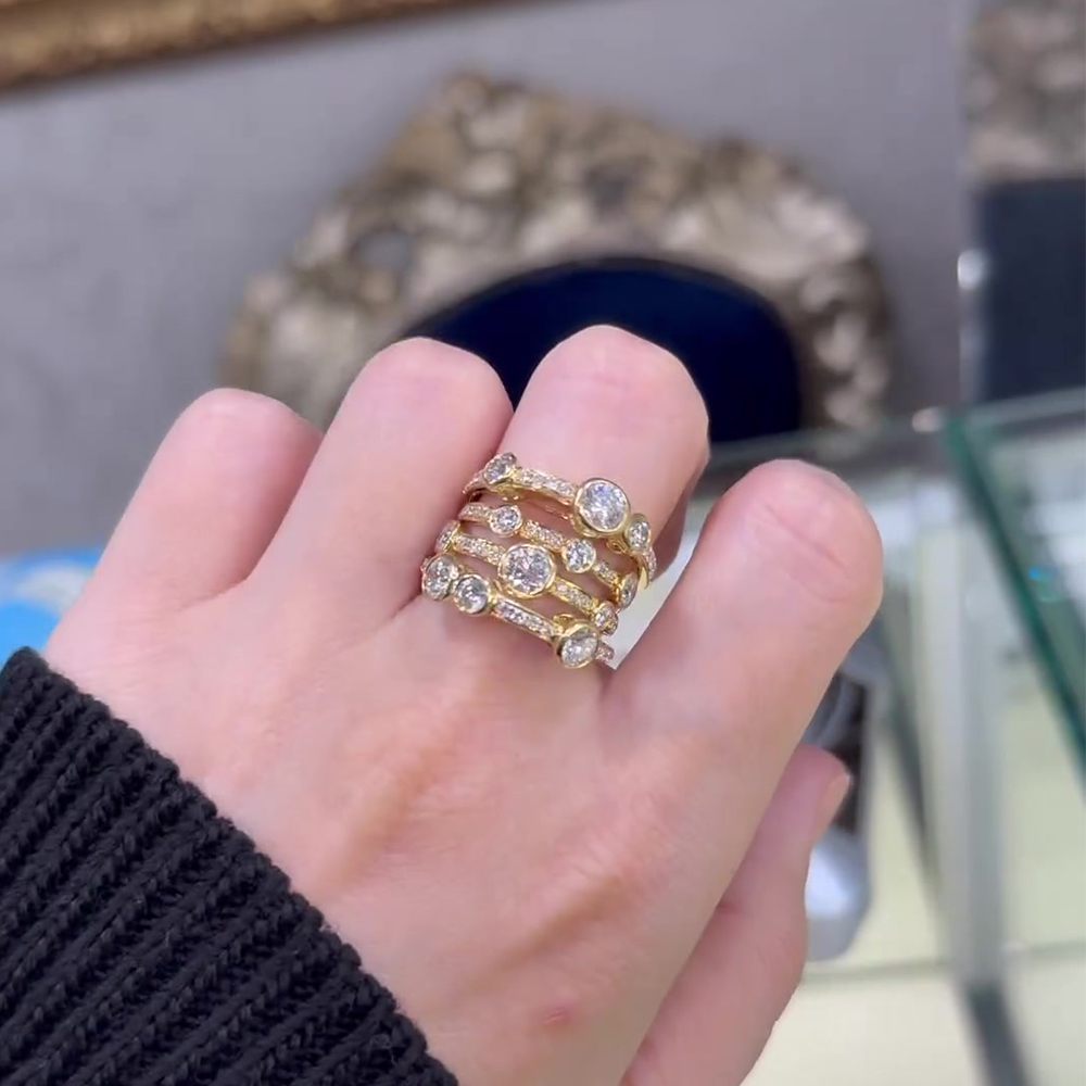 Multi Row 6.25ct Round Cut White Sapphire Wedding Band