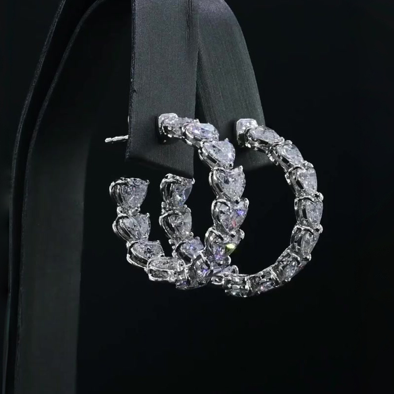 Heart Cut White Sapphire Hoop Earrings