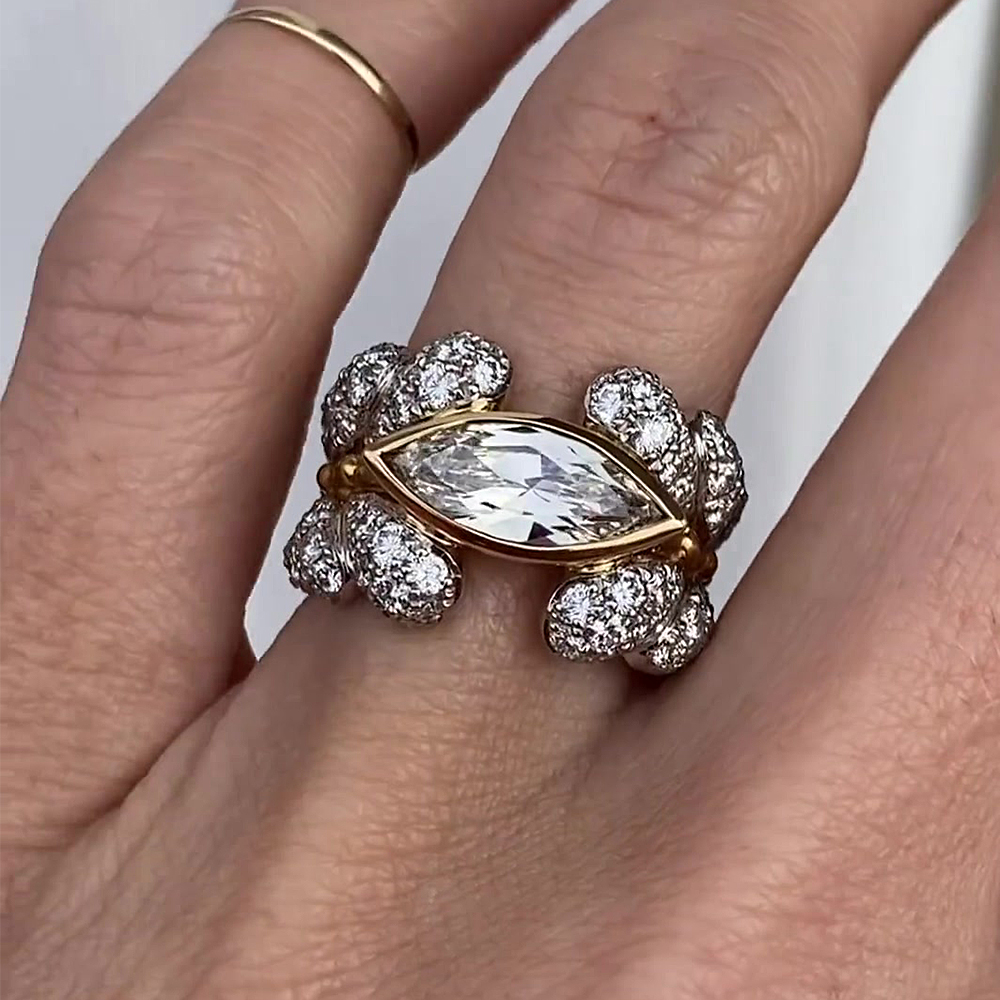 1.5ct Marquise Cut White Sapphire Ring