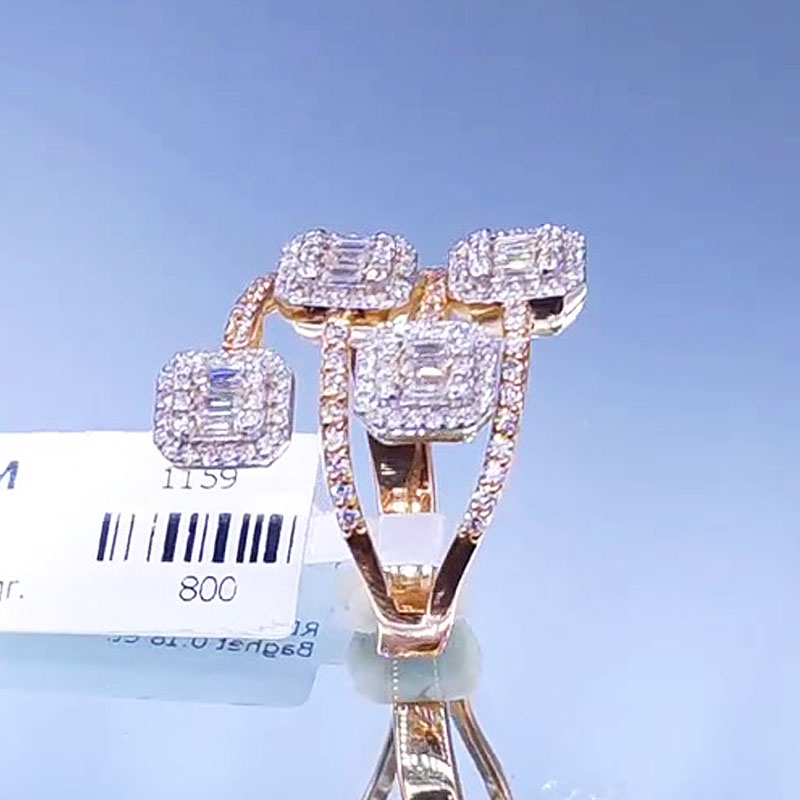 Fashion 3.45ct Baguette&Round Cut White Sapphire Wrap Cuff Ring