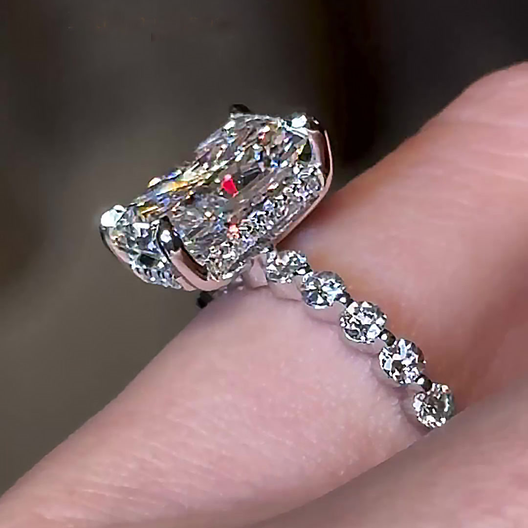 5ct Radiant Cut White Sapphire Engagement Ring