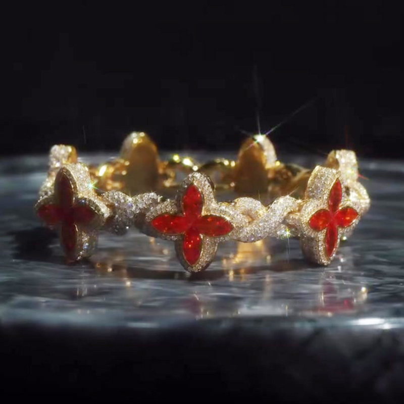 Lucky Marquise Cut Garnet Sapphire Men's Bracelet