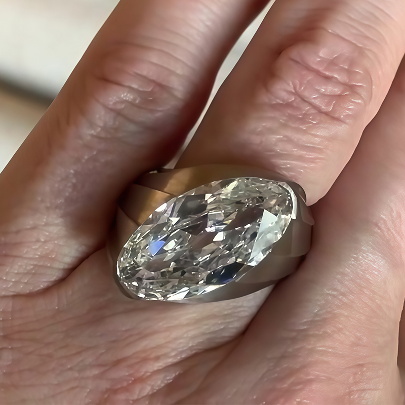 4ct Oval Cut White Sapphire Solitaire Men's Ring