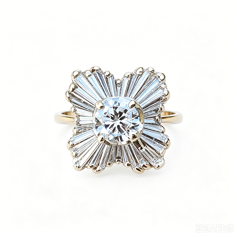 Art 3ct Round Cut Moissanite Vintage Ballerina Style Engagement Ring