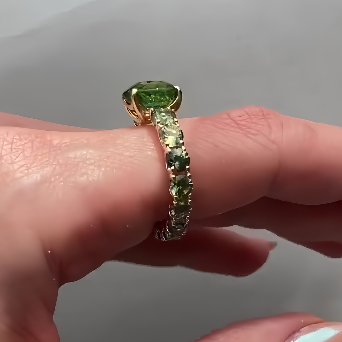 Round Cut Emerald Full Halo Engagement Ring