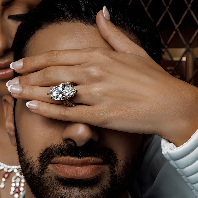 5ct Marquise Cut White Sapphire Engagement Ring