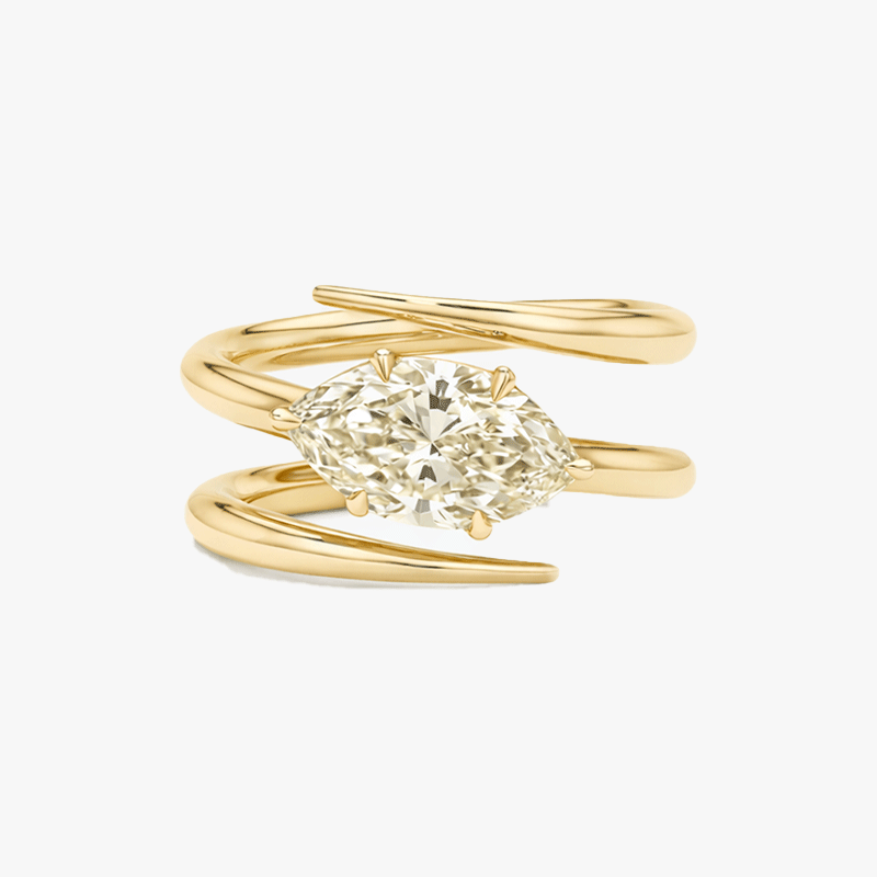 2.25ct Hexagona Marquise Cut White Sapphire Coil Engagement Ring
