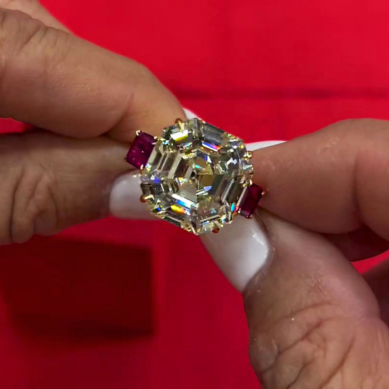 5ct Asscher Cut White Sapphire Engagement Ring