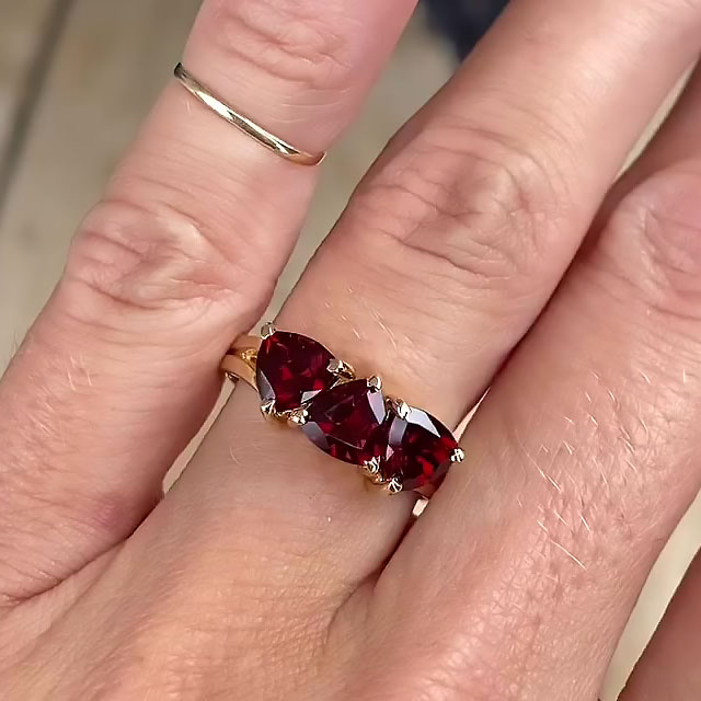 3.25ct Trilliant Cut Ruby Sapphire Eternity Ring