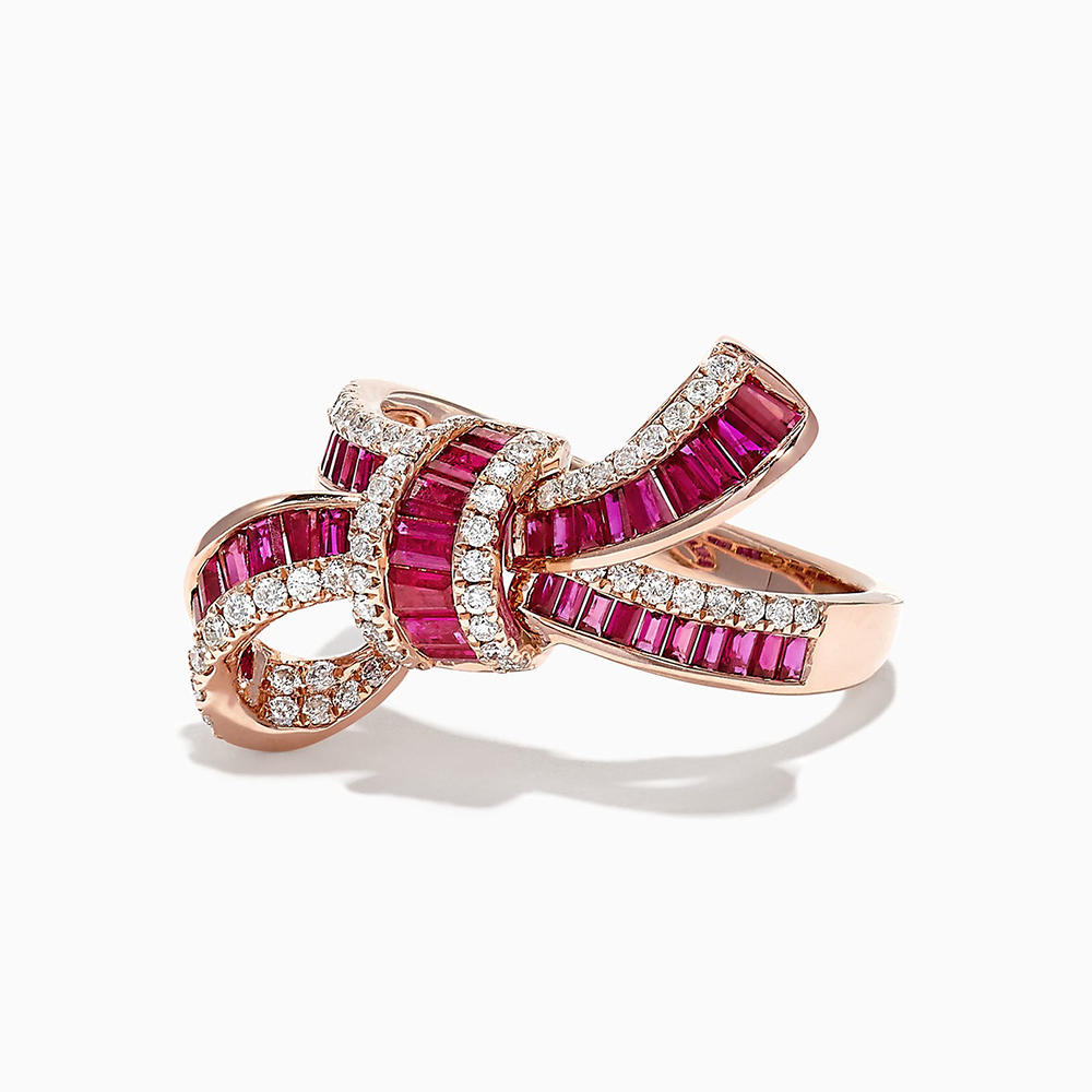 Two Tone Knot 4.15ct Ruby&White Sapphire Cocktail Ring