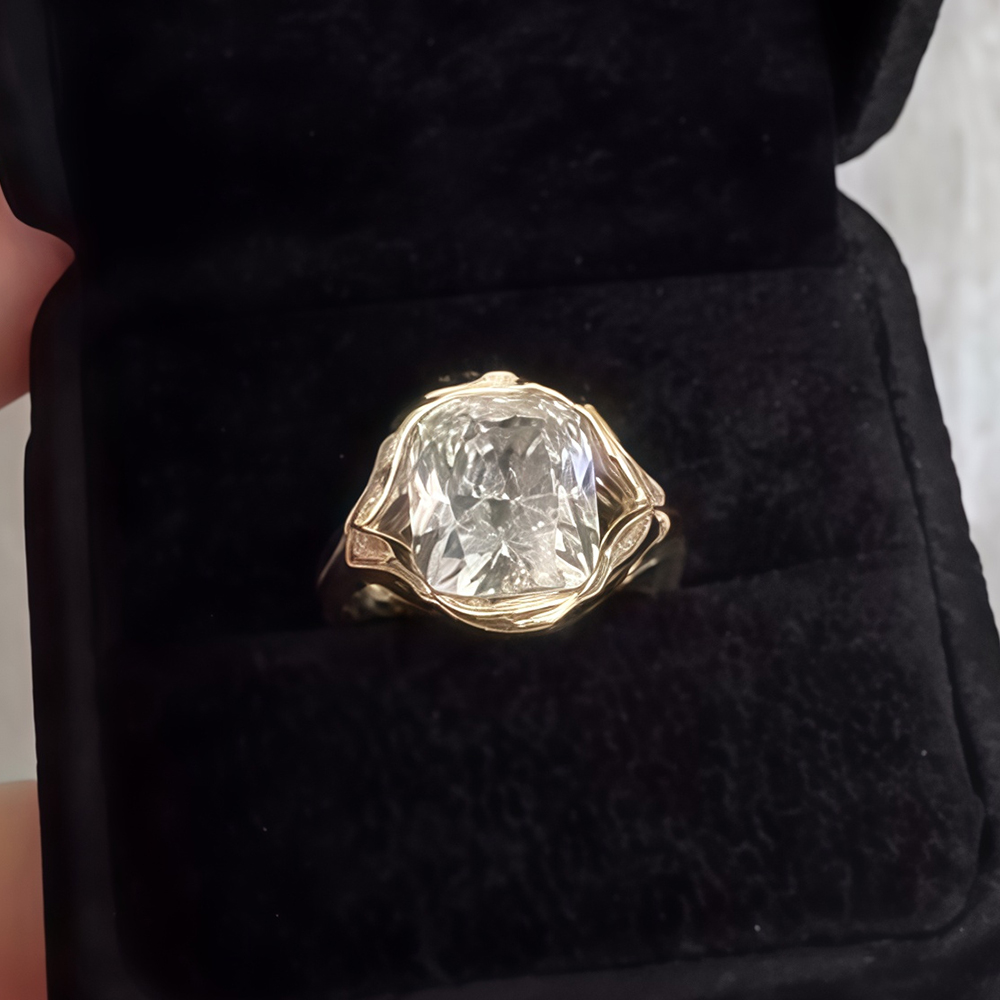 3ct Cushion Cut White Sapphire Solitaire Ring