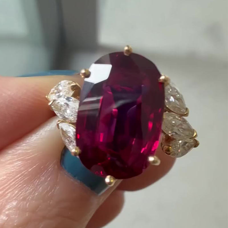3ct Oval Cut Ruby Sapphire Engagement Ring