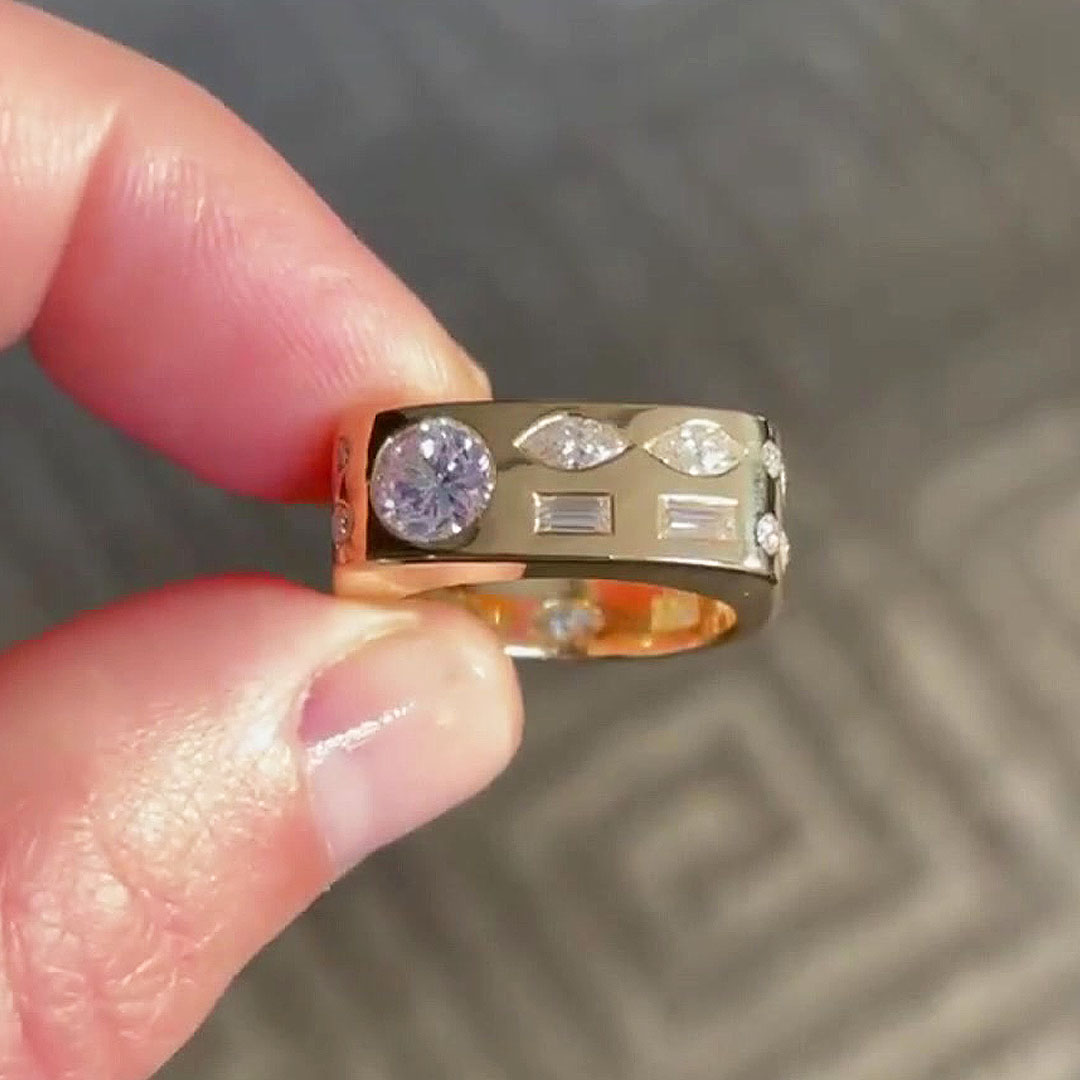 2.75ct Multi-cut White Sapphire Morse Code Engagement Ring