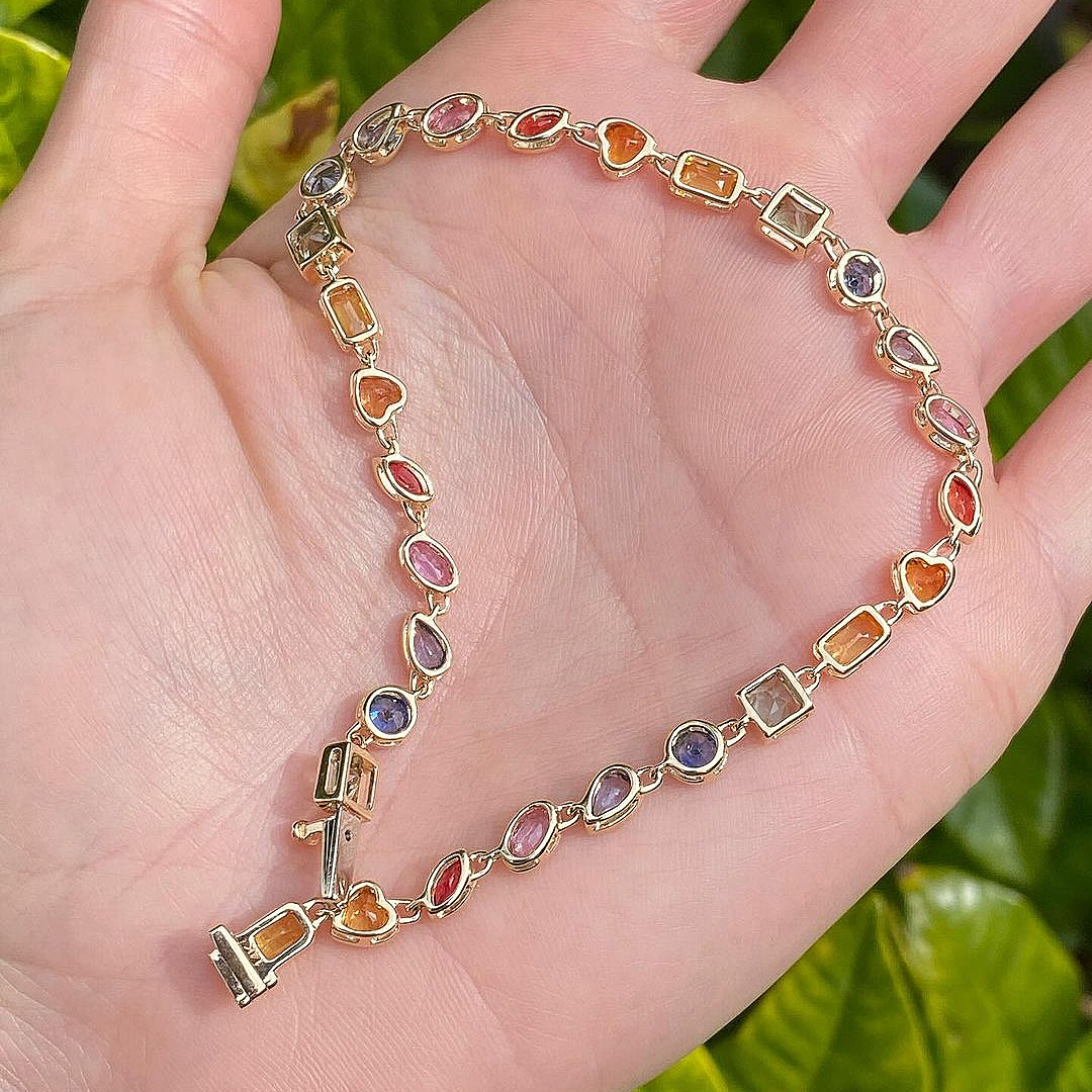 Multi Cut Rainbow Sapphire Tennis Bracelet