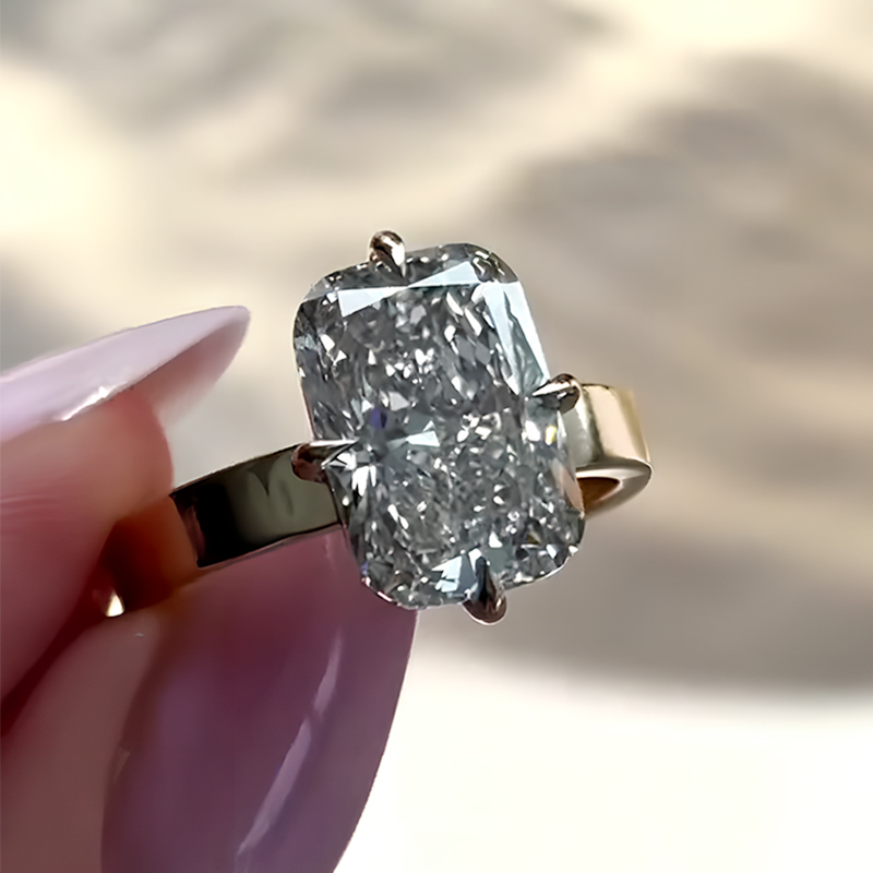 Solitaire 5ct Cushion Cut White Sapphire Engagement Ring