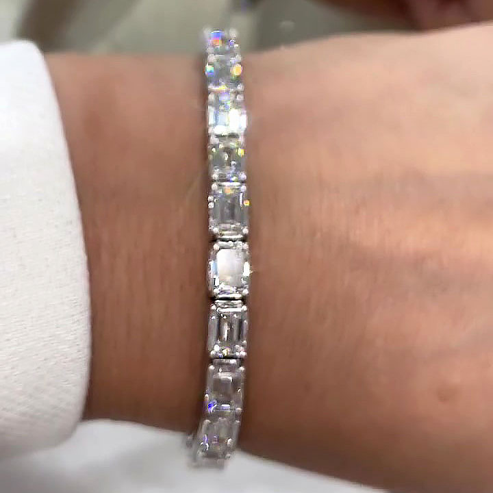 Emerald Cut White Sapphire Bracelet