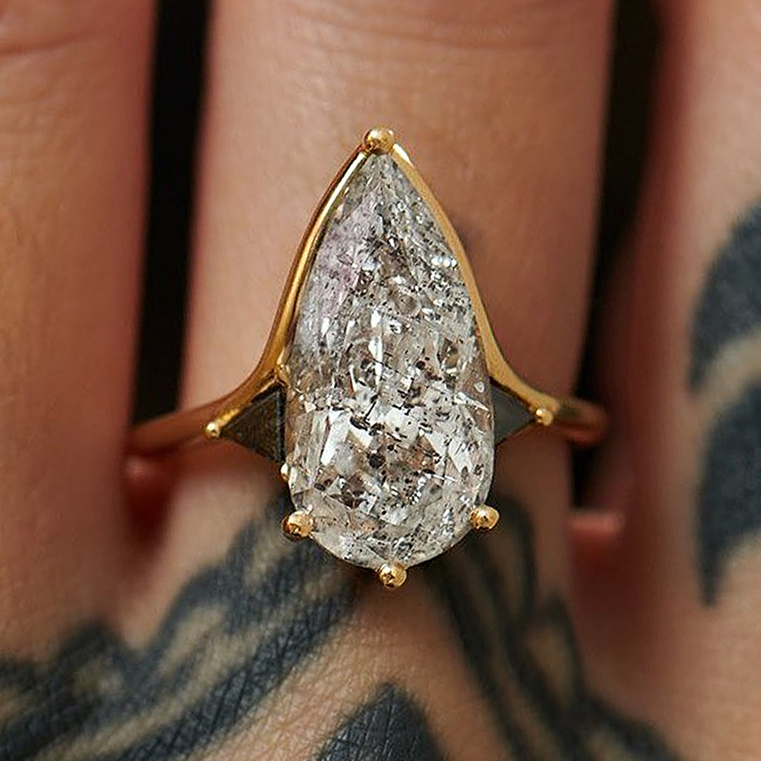 4ct Pear Cut White Sapphire Engagement Ring