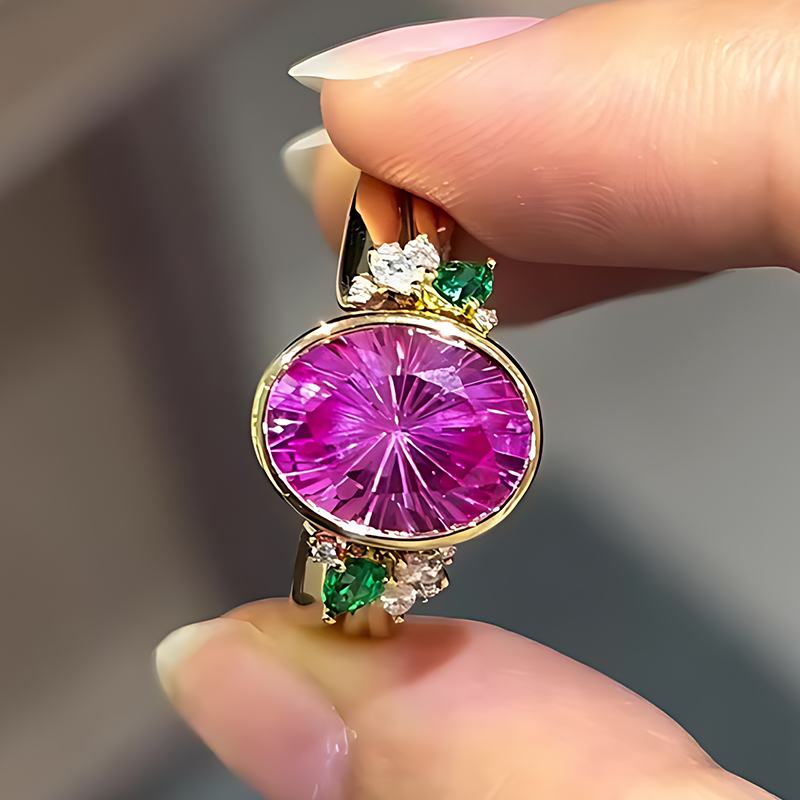 Art 3.25ct Firework Cut Rubellite Ring