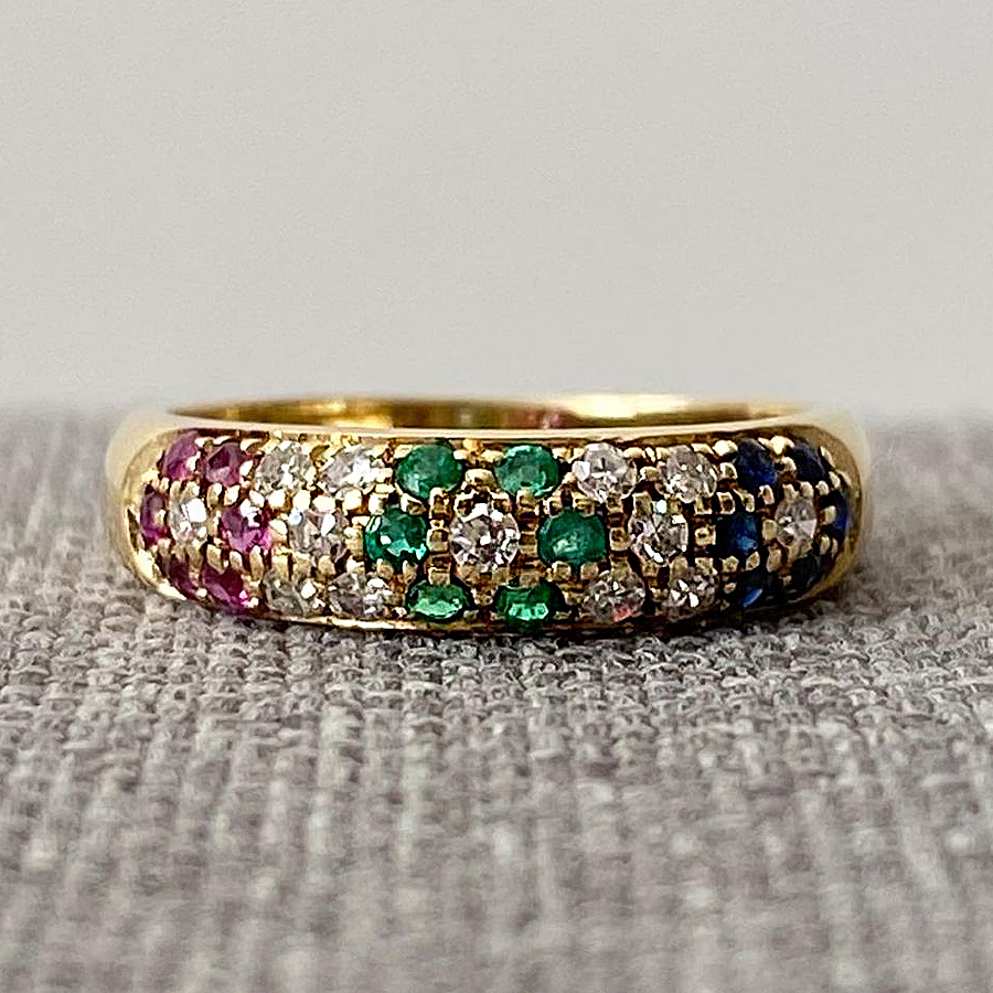 2.75ct Round Cut Colorful Sapphire Eternity Ring