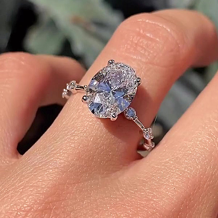 2ct Oval Cut White Sapphire Engagement Ring