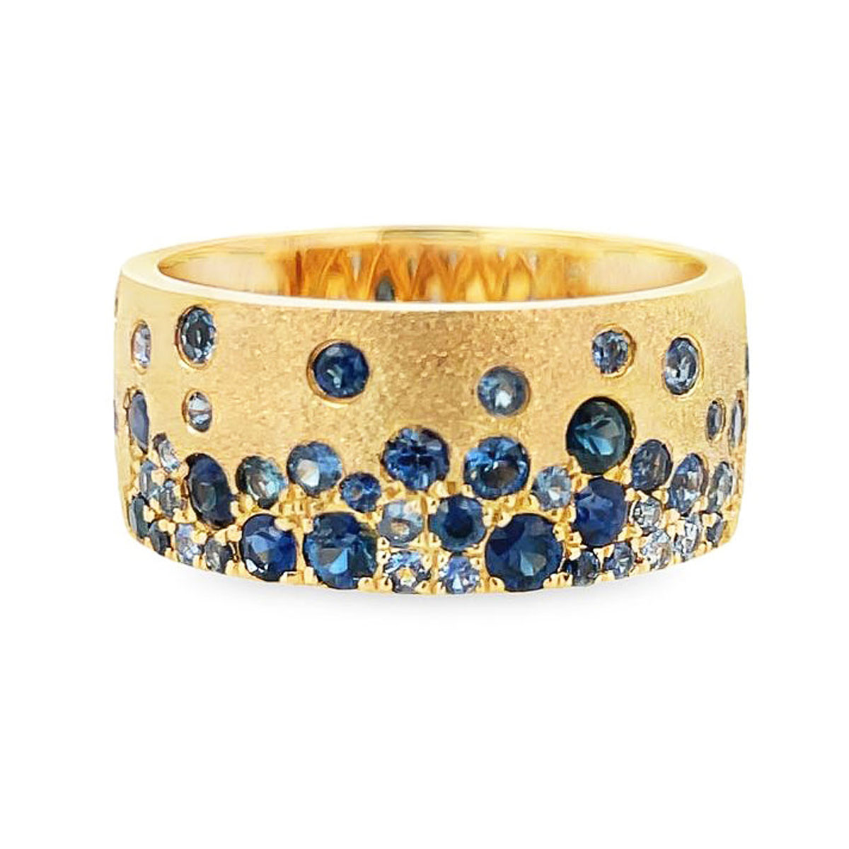 1.34ct Round Cut Scattered Sapphire Cigar Band