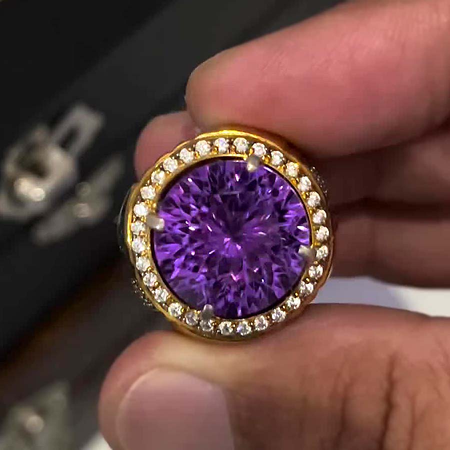 5ct Round Cut Amethyst Sapphire Men's Engagement Ring