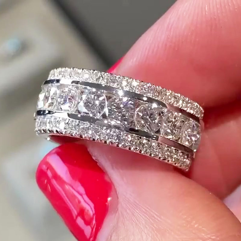 1.53ct Triple Row Round Cut Diamond Wedding Band
