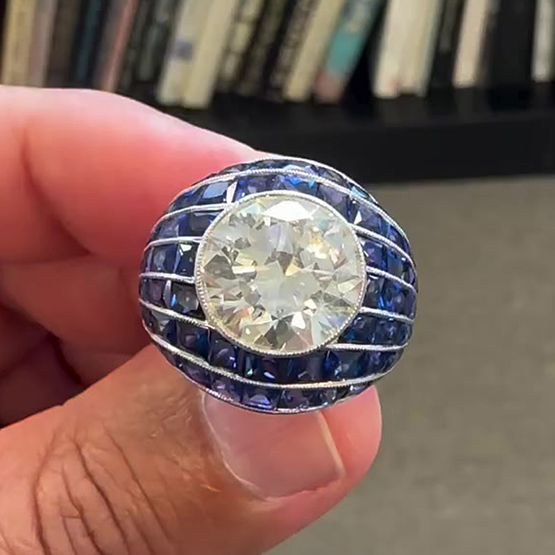 Bezel Setting 5ct Round Cut White Sapphire Cocktail Ring For Men