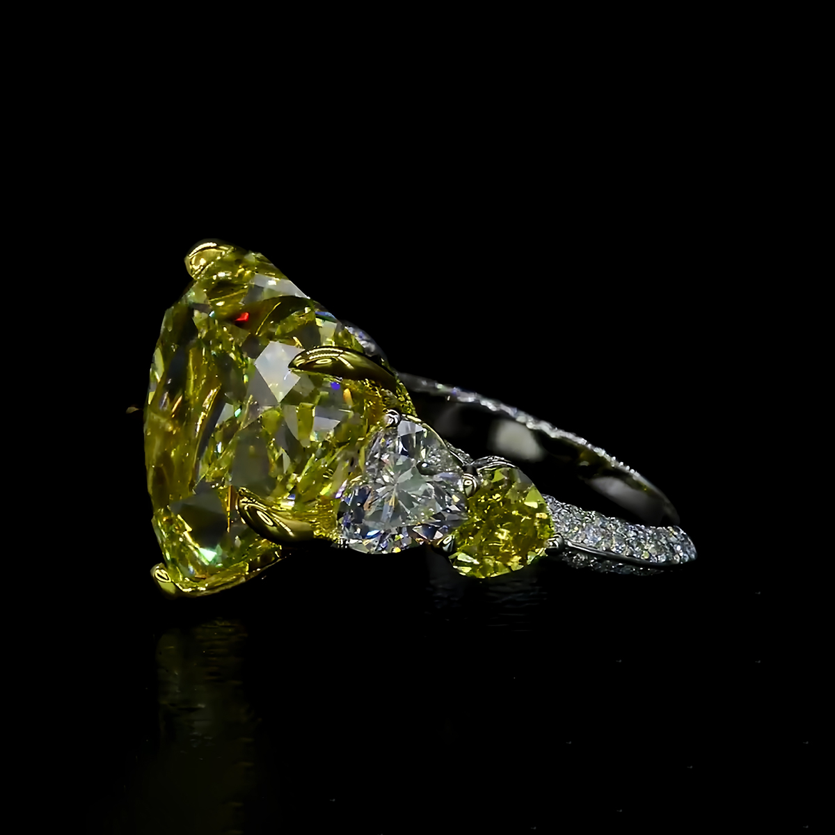 4ct Heart Cut Yellow Sapphire Full Diamond Ring