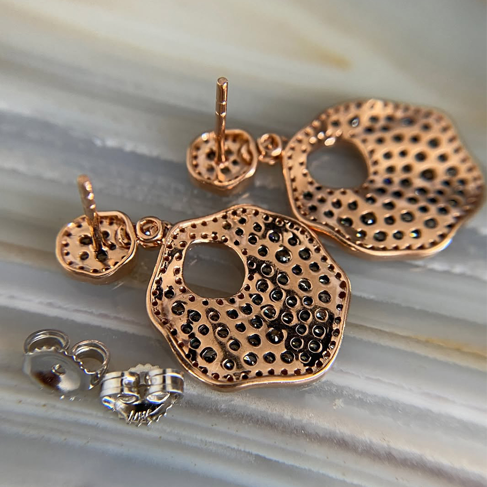 Round Cut Champagne Sapphire Vintage Drop Earrings