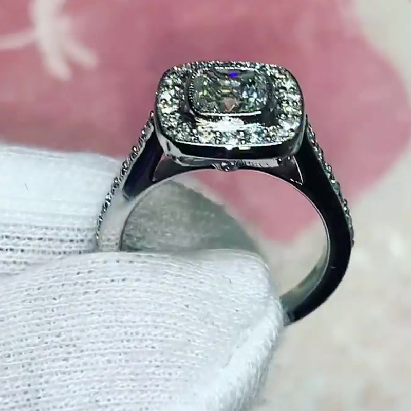 1.5ct Cushion Cut White Sapphire Halo Ring