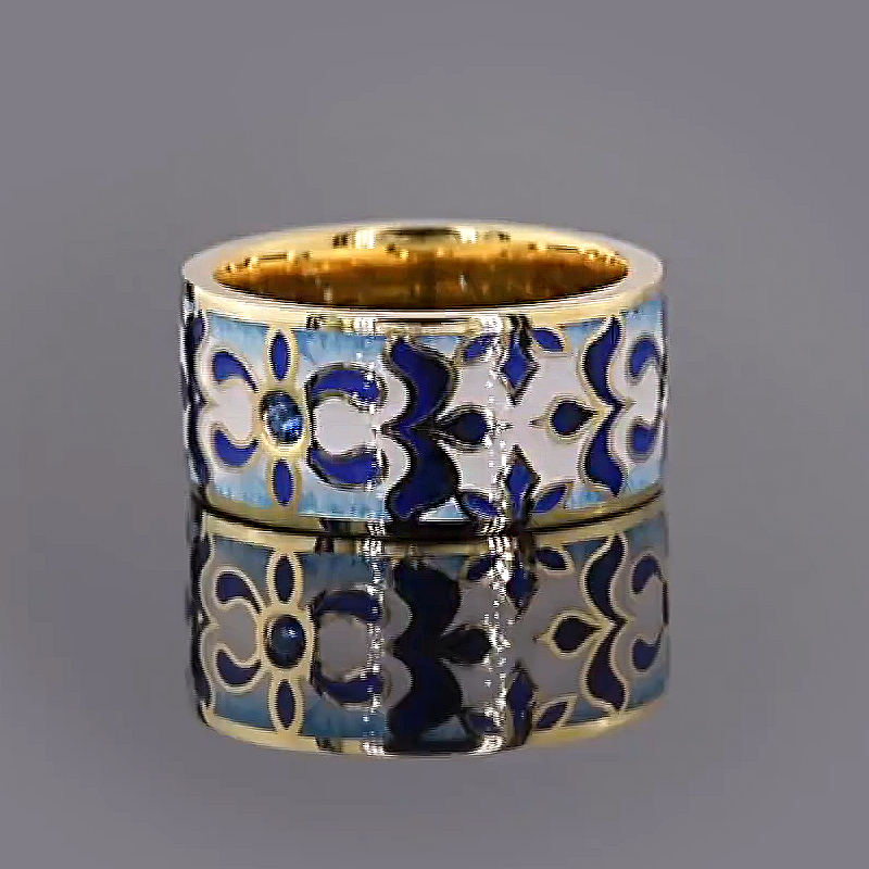 2ct Round Cut Blue Enamel Sapphire Ring