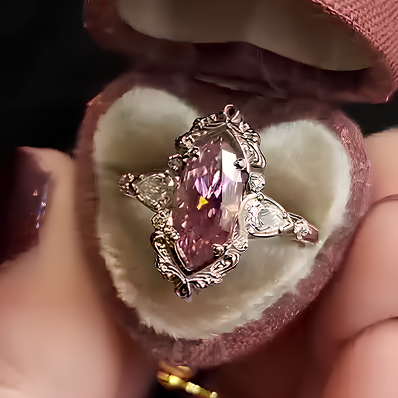 Vintage 1.5ct Marquise Cut Pink Sapphire Engagement Ring