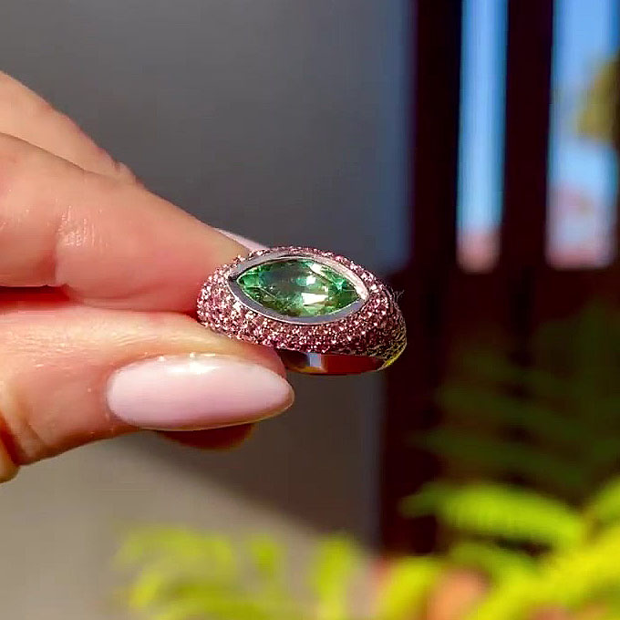 2ct Marquise Cut Peridot Sapphire Engagement Ring