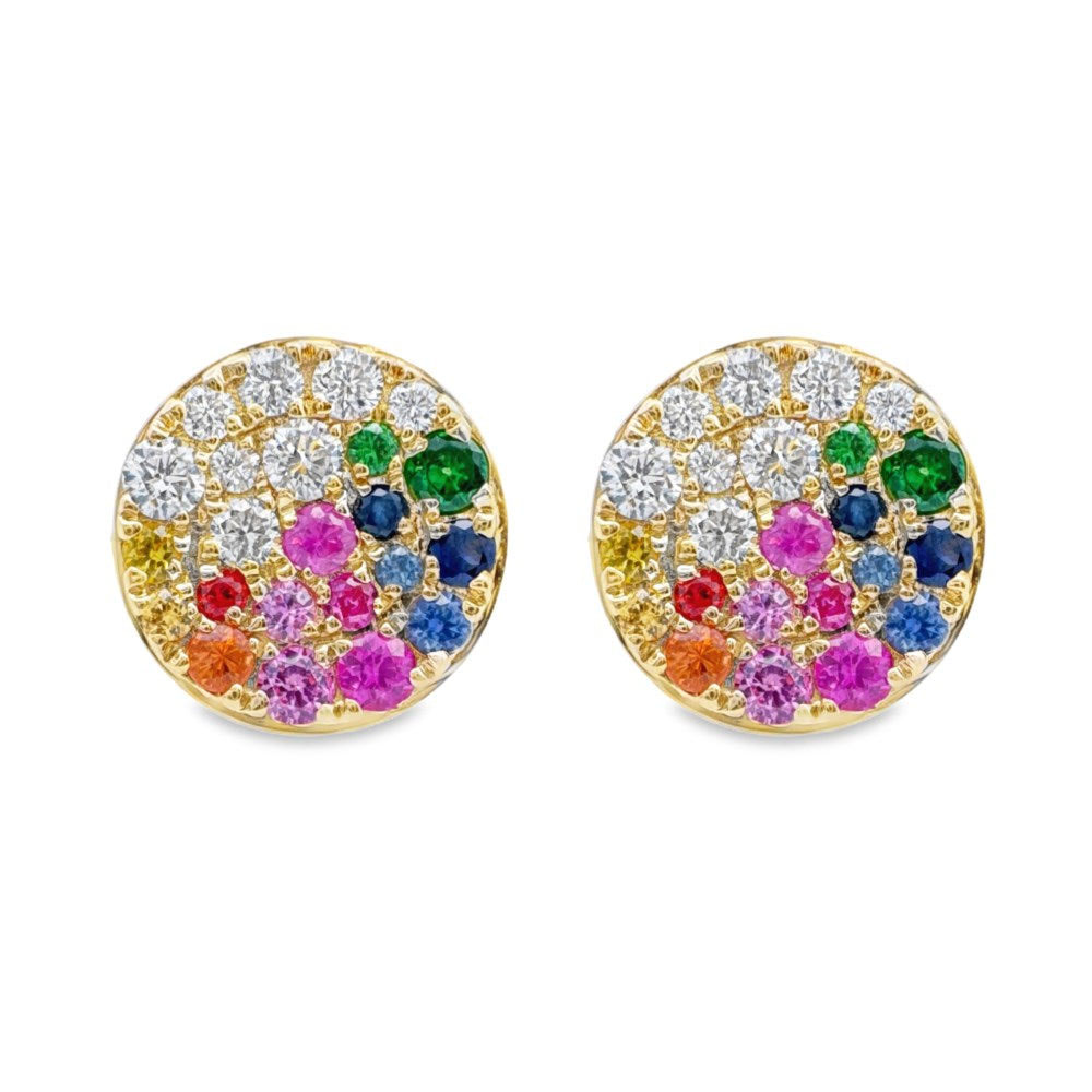 Scattered Rainbow Sapphire Stud Earrings