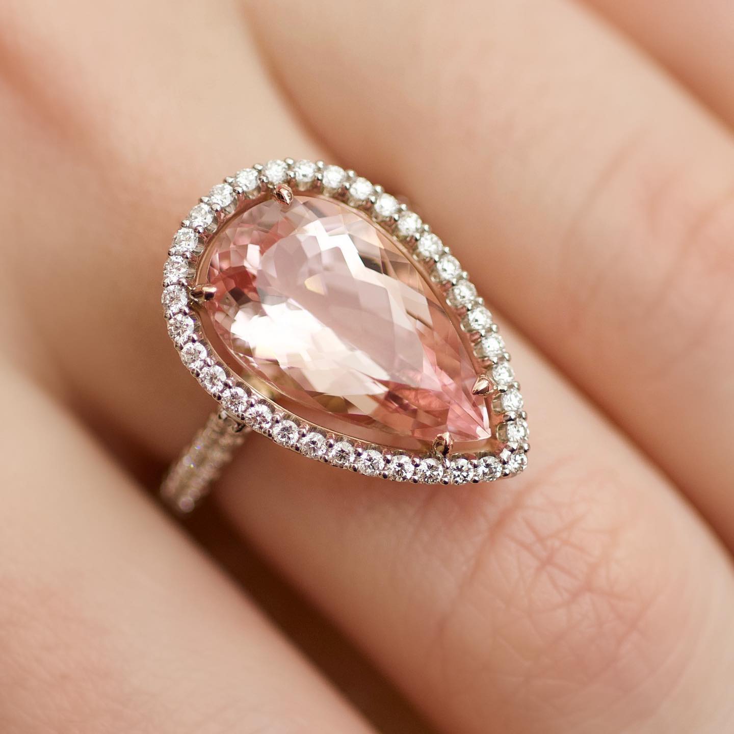 Halo 4ct Pear Cut Pink Sapphire Engagement Ring