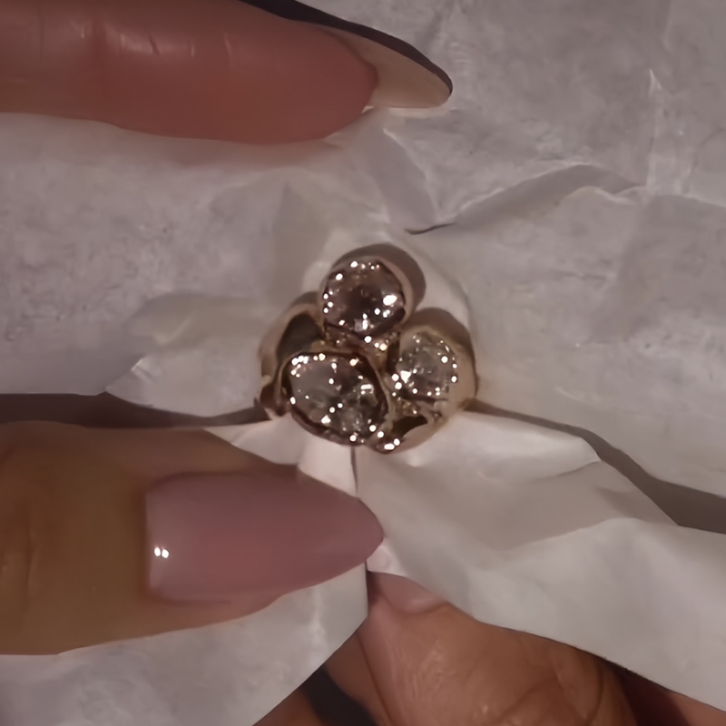 Three-Stone Old Mine Cut White Sapphire Cluster Ring