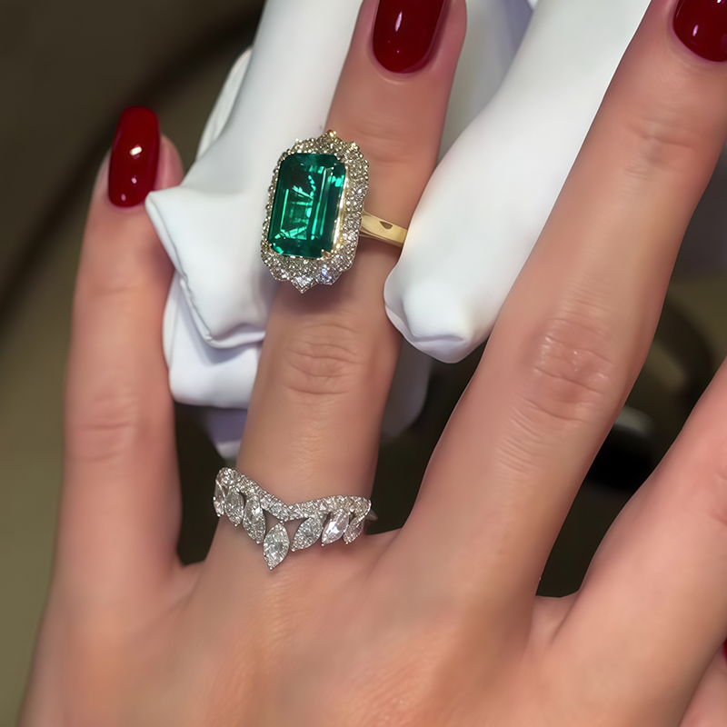 4ct Emerald Cut Paraíba Sapphire Ring Set / 3-Piece