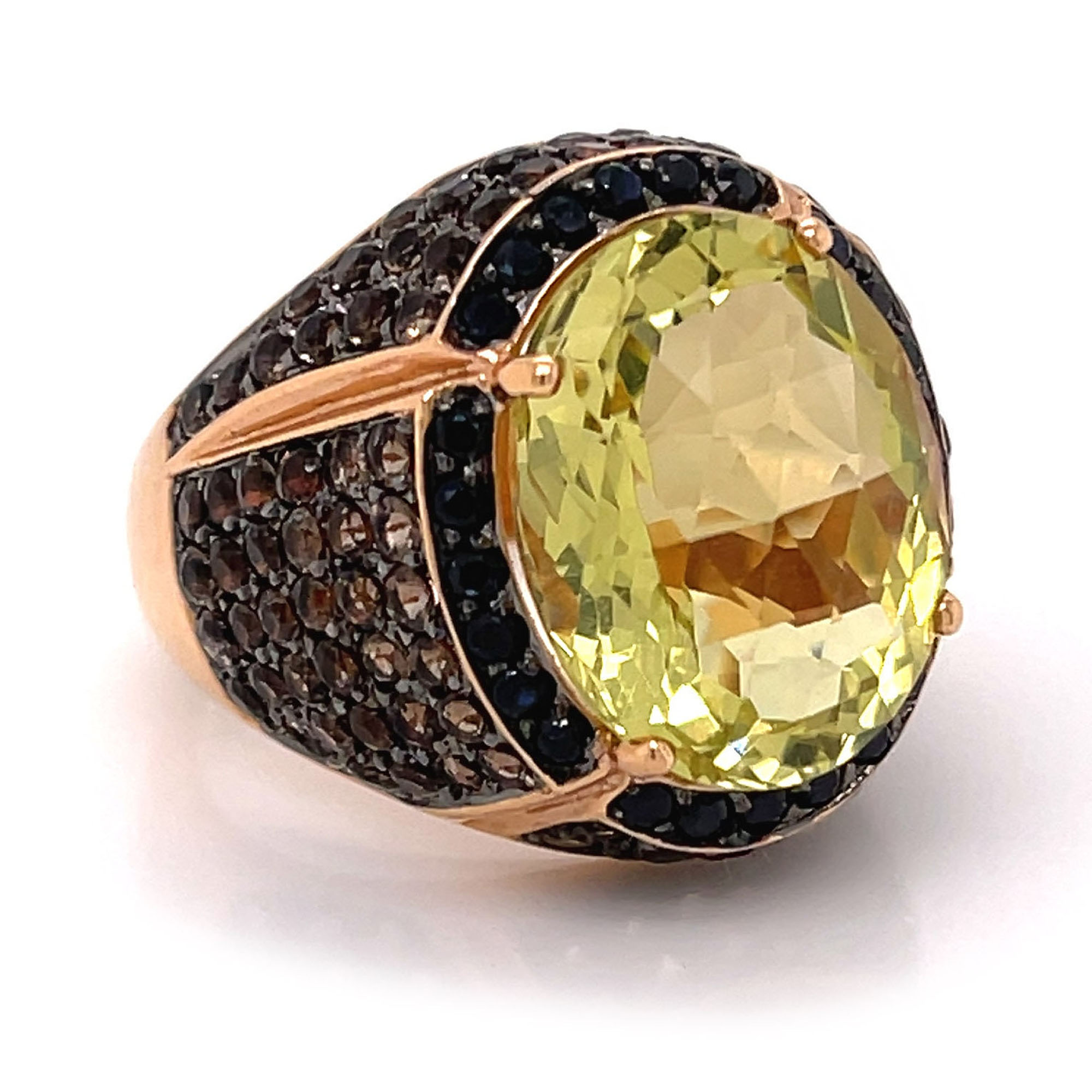 Micro Pave Setting 8ct Oval Cut Yellow Sapphire Cocktail Ring