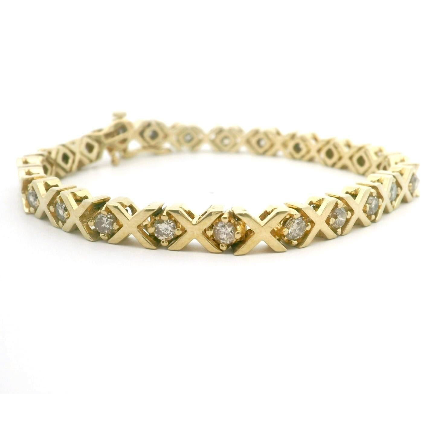 Vintage X Link Round Cut Diamond Bracelet