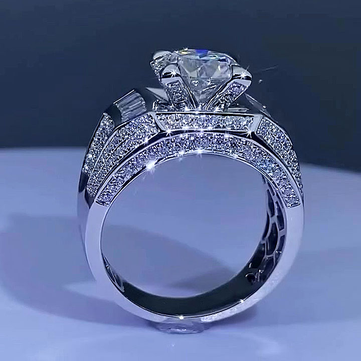 5ct Round Cut White Sapphire Engagement Ring for Men