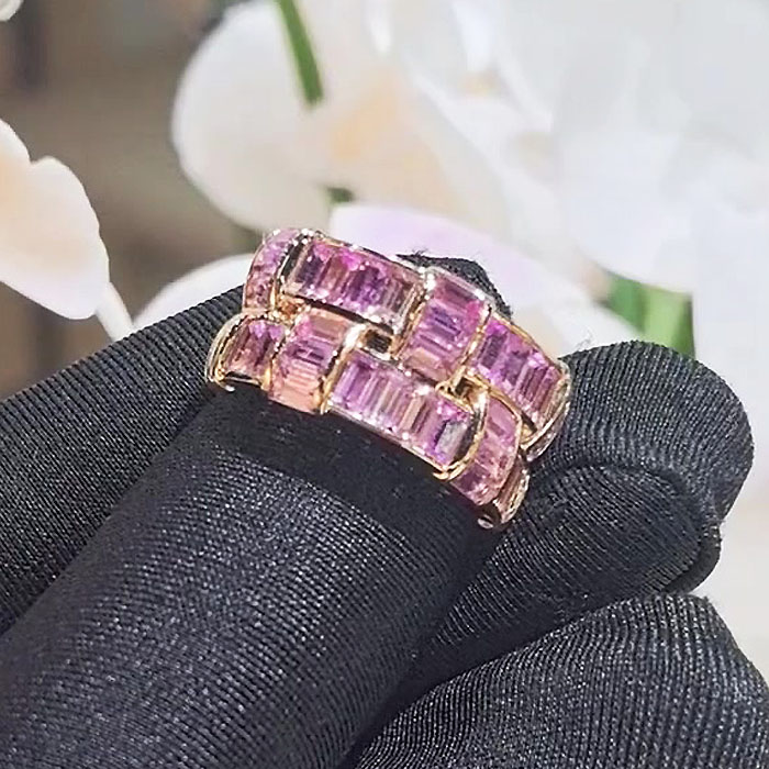 2ct Emerald Cut Pink Sapphire Wedding Band